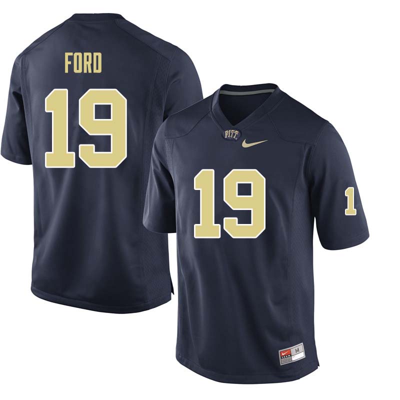 Men #19 Dontez Ford Pittsburgh Panthers College Football Jerseys Sale-Navy